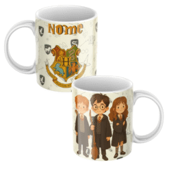 Caneca Harry Potter Trio de Ouro Personalizada, Porcelana 325ml