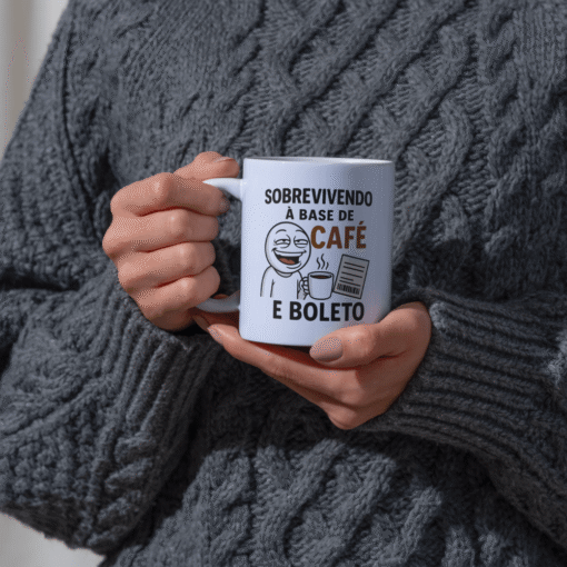 Caneca Sobrevivendo à base de café e boleto - Imagem 4