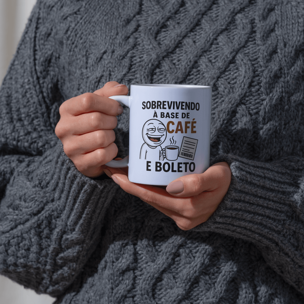 Caneca Sobrevivendo à base de café e boleto - Imagem 4