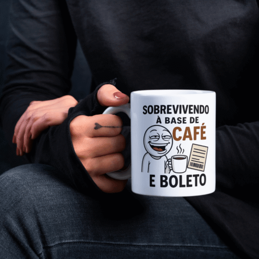 Caneca Sobrevivendo à base de café e boleto - Imagem 10