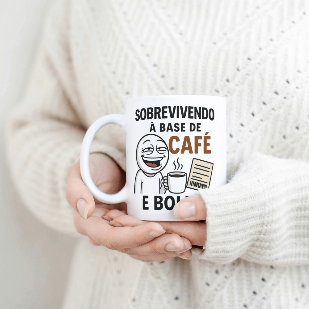 Caneca Sobrevivendo à base de café e boleto - Imagem 6