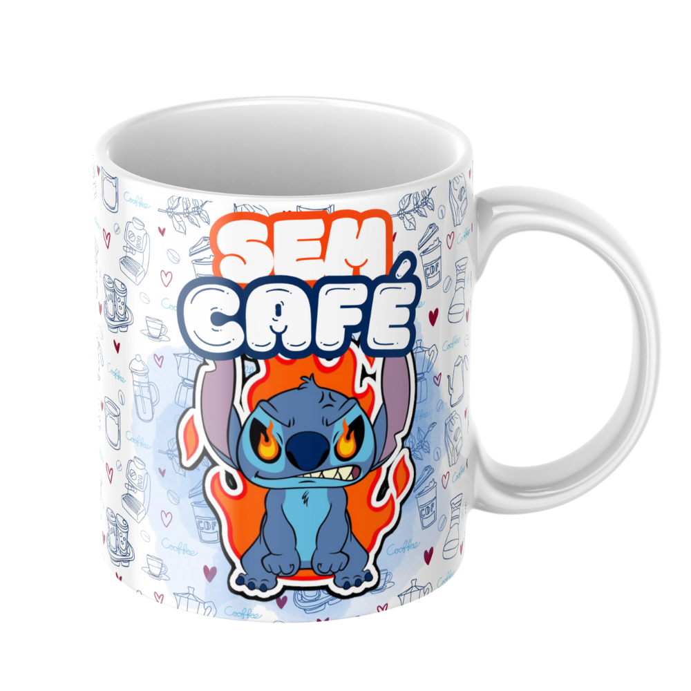Caneca Stitch Com e Sem Café Personalizada, Porcelana 325ml - Imagem 3