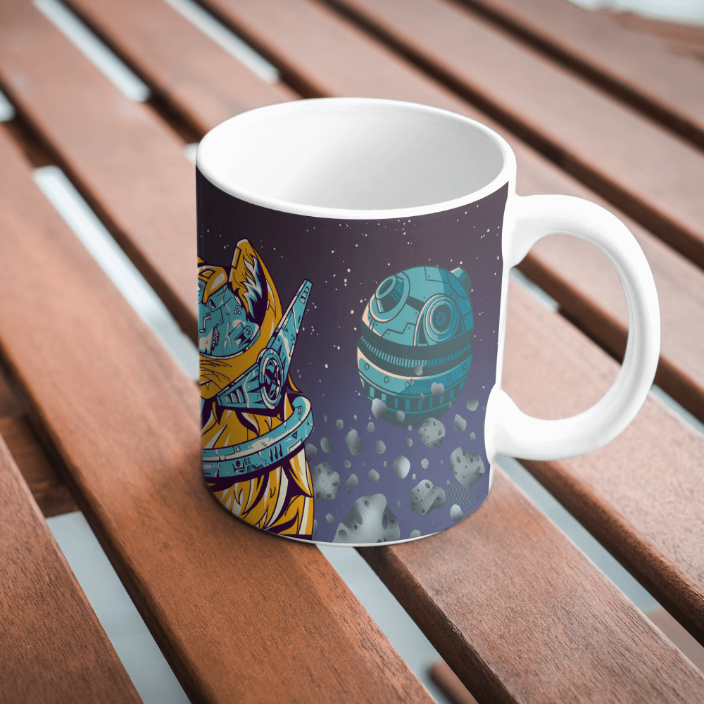 Caneca Gato Galáctico Personalizada, Porcelana 325ml - Imagem 3