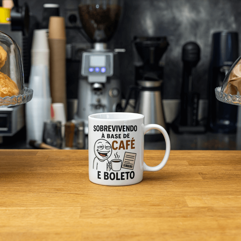 Caneca Sobrevivendo à base de café e boleto - Imagem 5